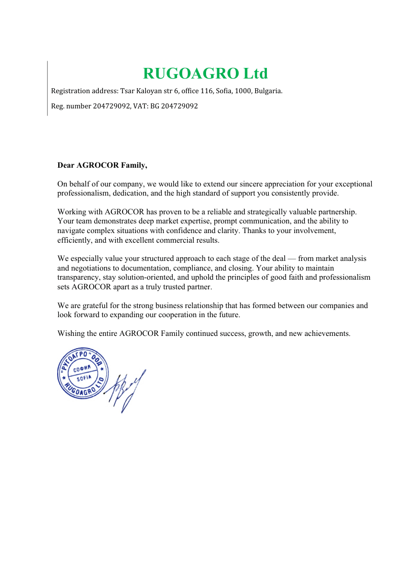 Thank You Letter
